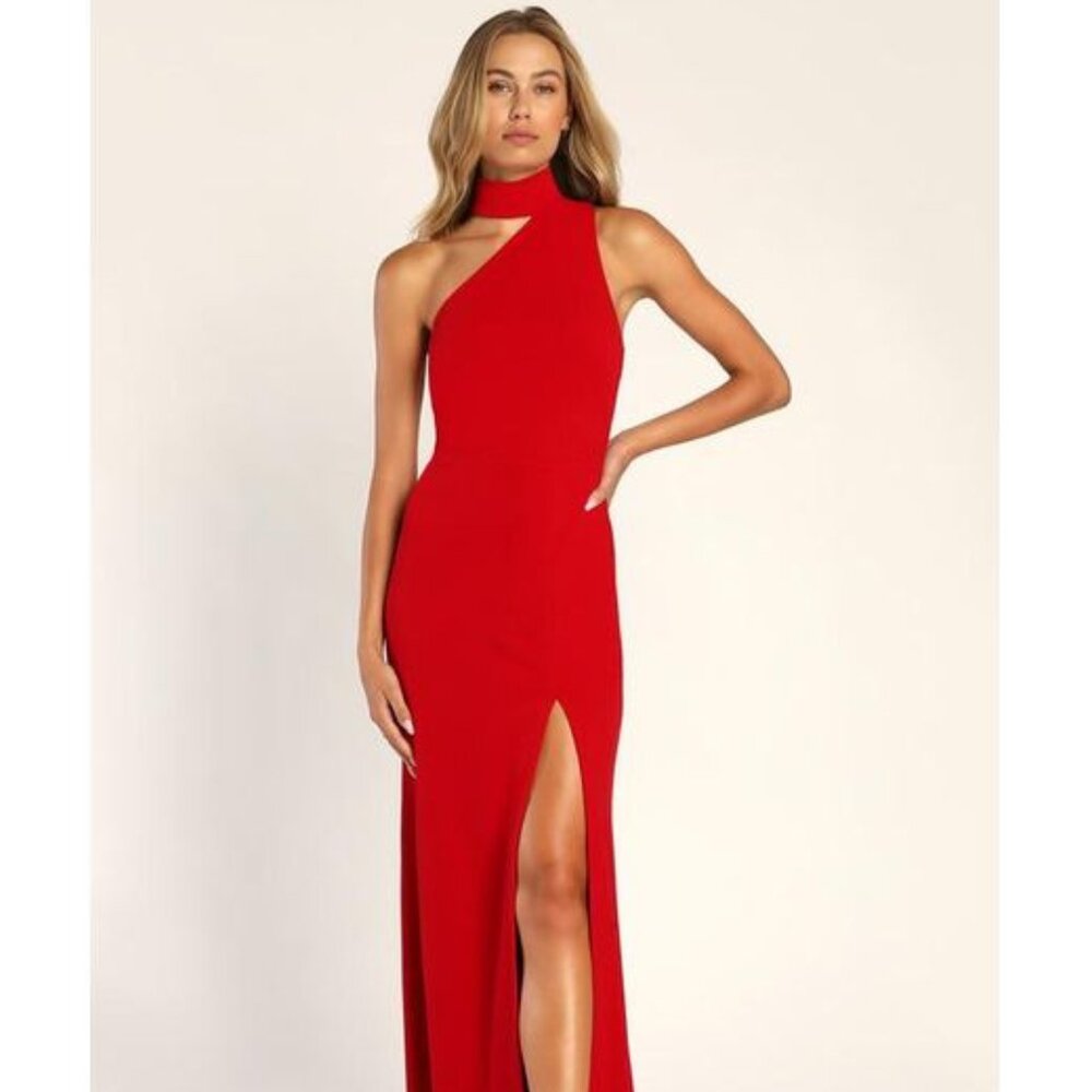 LULU's Sexy Prom Wedding Elegant Assymetrical One Shoulder Mermaid Trumpet Maxi